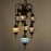 Authentic 6 + 1 Ceiling Pendant Chandelier Mosaic Lamp, Reverse Dome Set Sultan